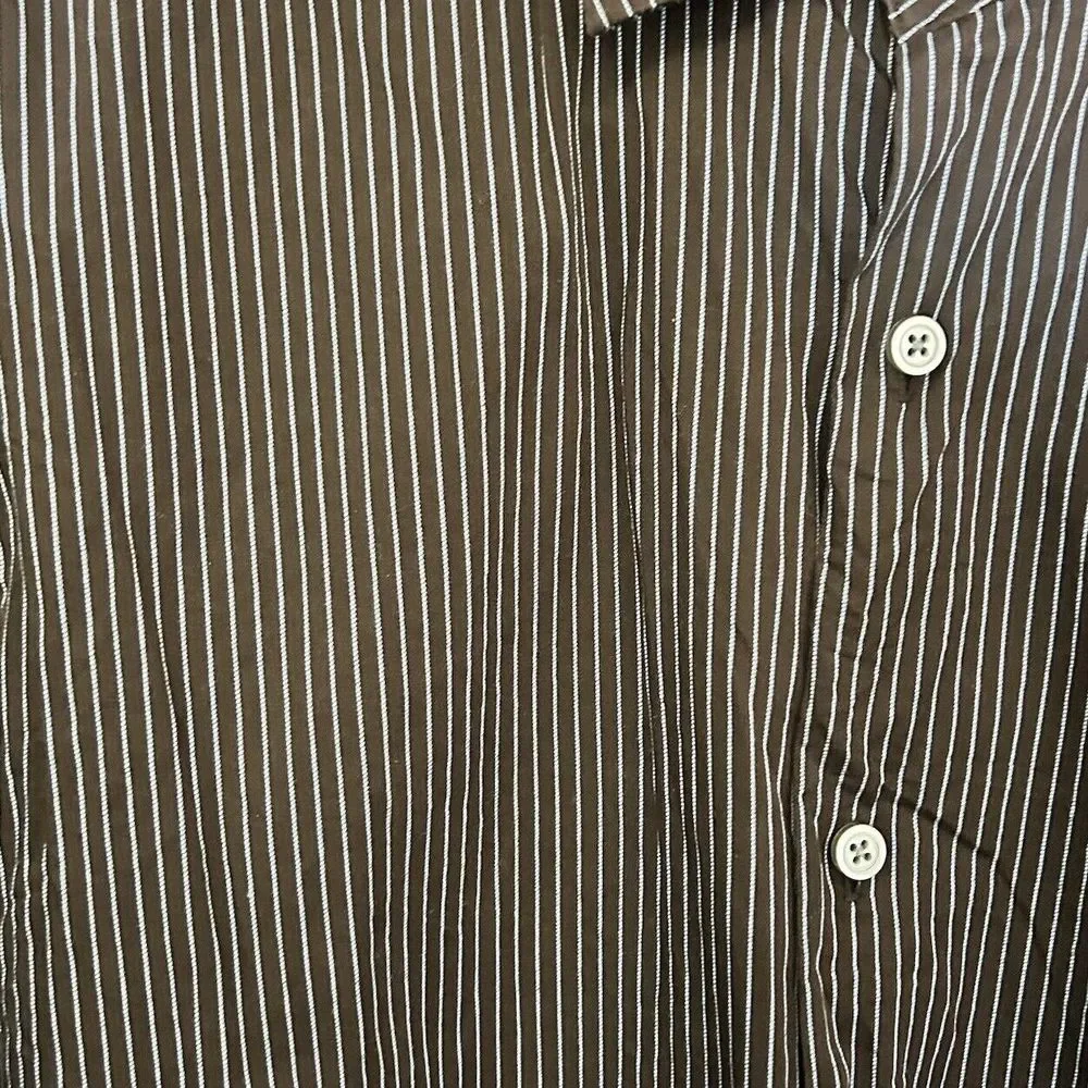 Banana Republic Mens Shirt XL-Large 17-17 1/2 Striped Brown Button Down